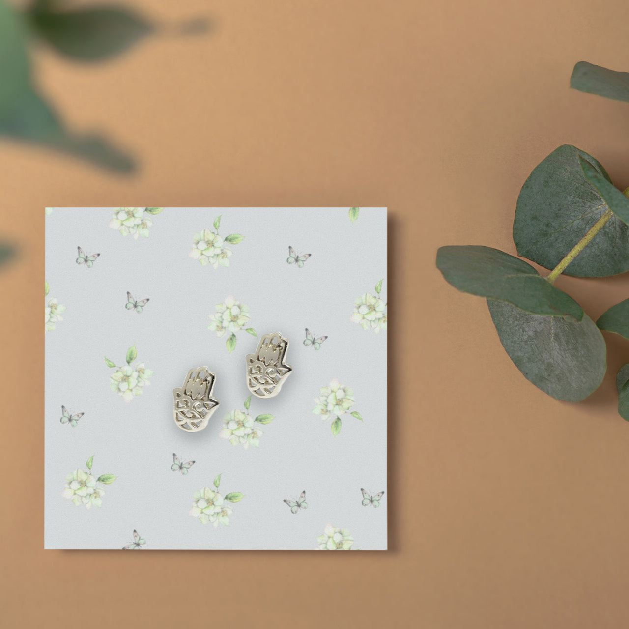 Hamsa Silver Ear Studs - Stylish and Symbolic Earrings for Positive Energy