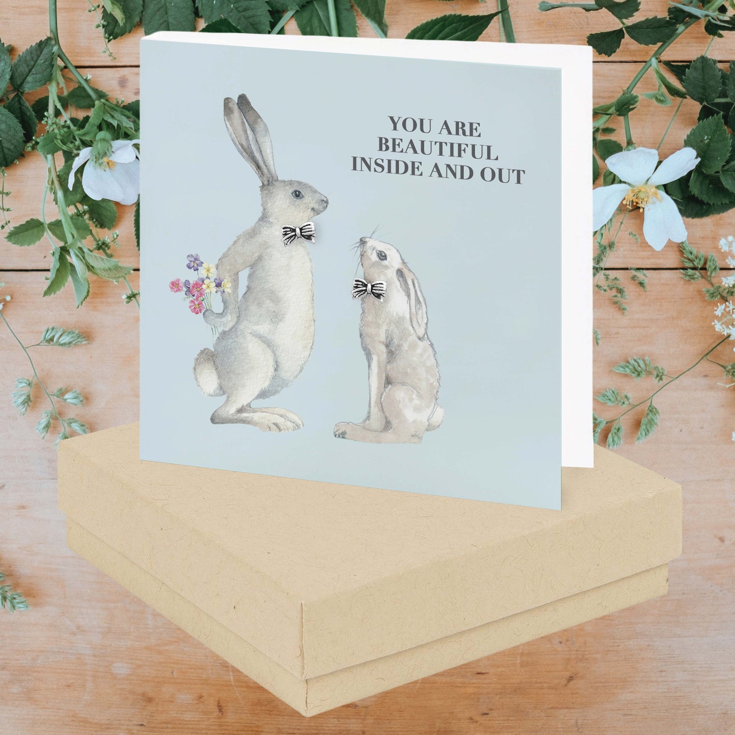 Boxed Hares Sterling Silver Stud Earring Card - Elegant and Timeless Gift