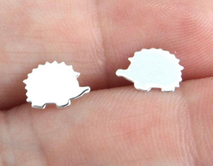 Plain Hedgehog Silver Ear Stud Earrings Crumble and Core   