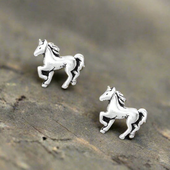 Horse Silver Ear Studs Earrings Crumble and Core   