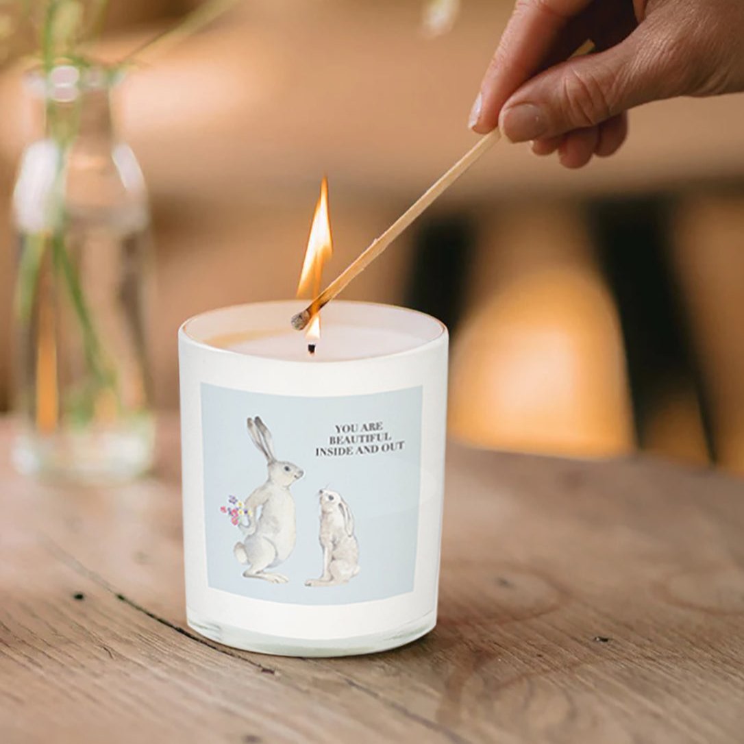 Cute Hare Candle Greeting Card - Perfect Gift in Box - Thoughtful Surprise