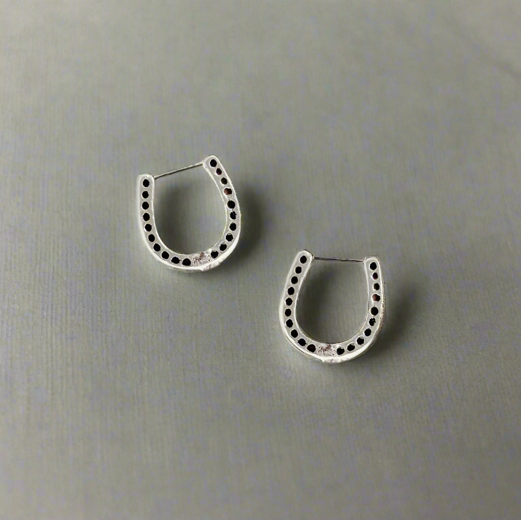 Horse Shoe Silver Ear Studs Earrings Crumble and Core   