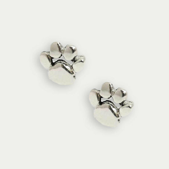 Dog Paw Silver Ear Stud Earrings Crumble and Core   