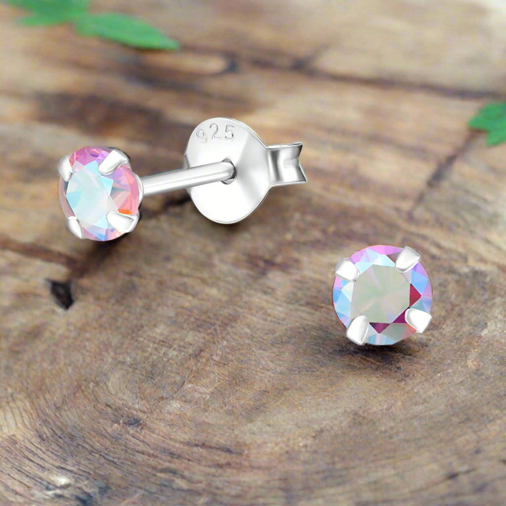 Crystal Rainbow Silver Stud Earrings - Stunning Jewellery