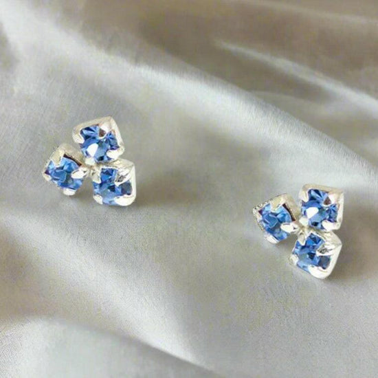 Silver Stud Earrings | Handcrafted 925 Sterling Silver Crystal Studs – Hypoallergenic Comfort - Crumble and Core