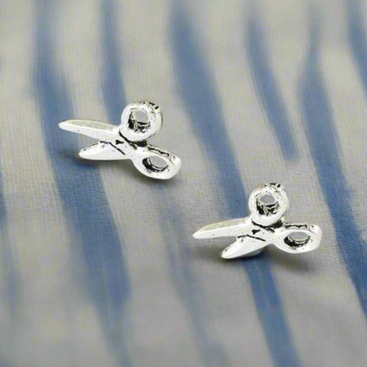 Adorable Scissor Silver Stud Earrings - Unique and Stylish Earrings - Crumble and Core