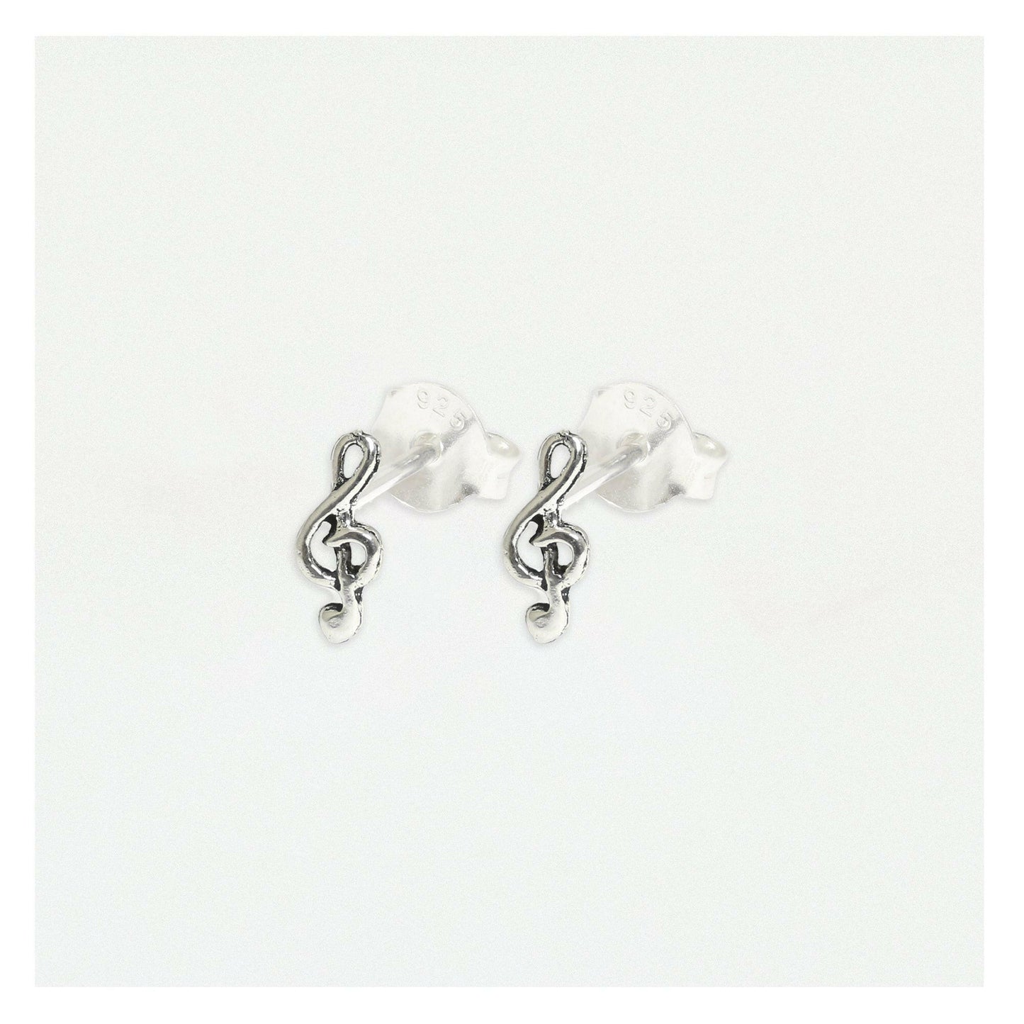 Treble Clef Silver Ear Studs Earrings Crumble and Core   