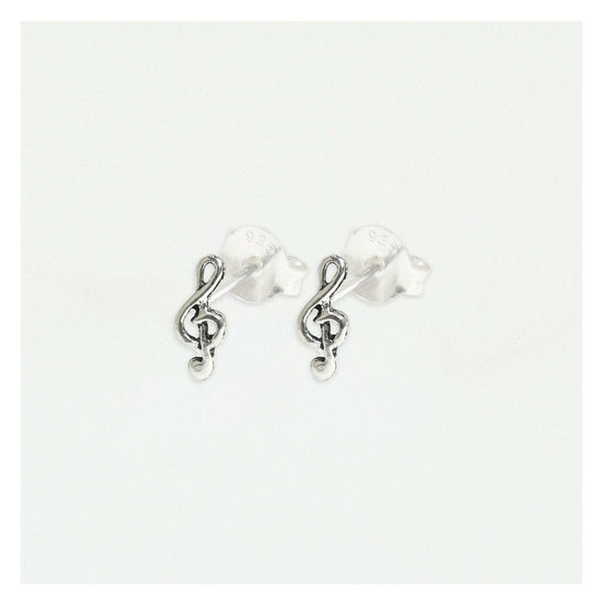 Treble Clef Silver Ear Studs Earrings Crumble and Core   