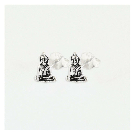 Buddha Silver Ear Studs Earrings Crumble and Core   