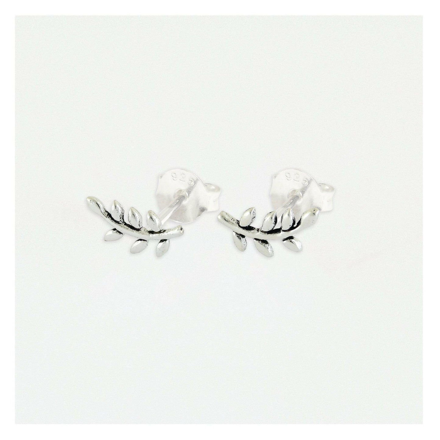 Leaf Silver Ear Studs Earrings Crumble and Core   