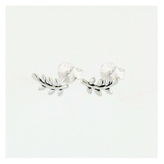 Leaf Silver Ear Studs Earrings Crumble and Core   