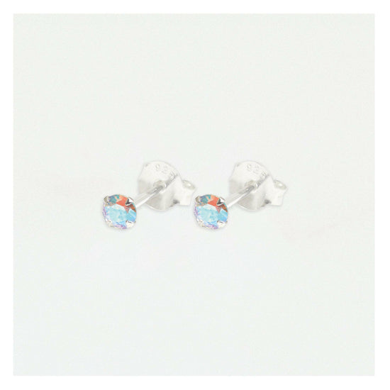 Crystal Rainbow Silver Ear Stud Earrings Crumble and Core   