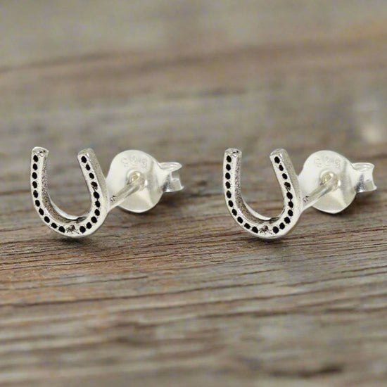 Horse Shoe Silver Ear Studs Earrings Crumble and Core   