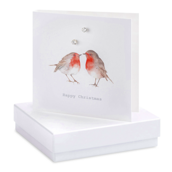 Boxed Earring Card Robins Happy Christmas Earrings Crumble and Core   