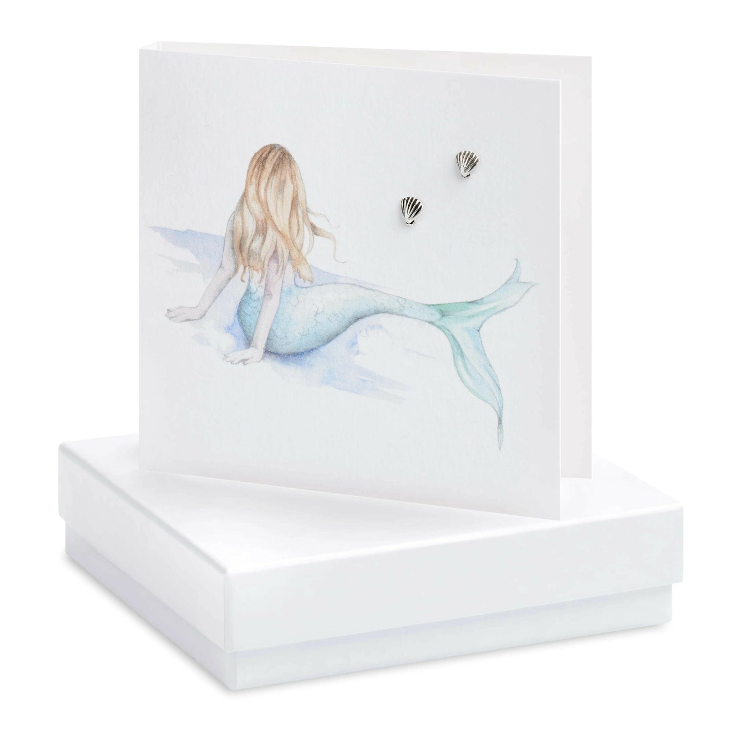 Boxed Mermaid Earring Card Earrings Crumble and Core White  