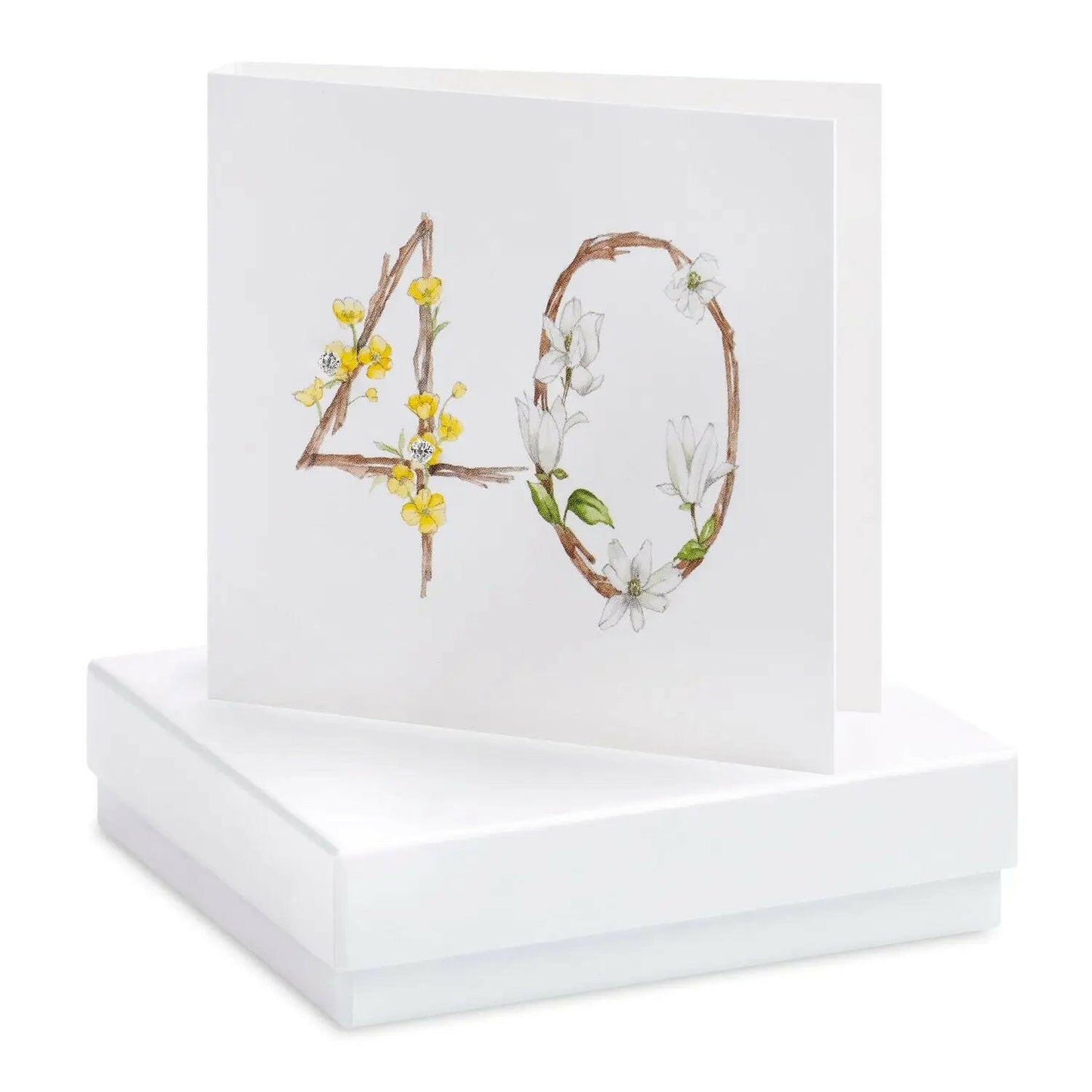 Boxed Floral 40th Earring Card Earrings Crumble and Core White  