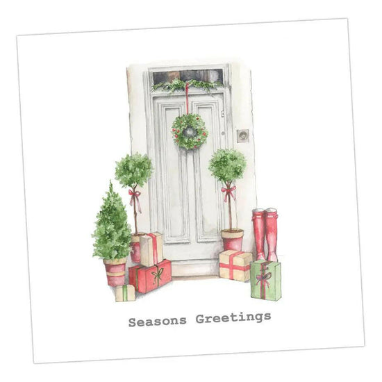 Festive Doorway Christmas Card Greeting & Note Cards Crumble and Core 12 x 12 cm  