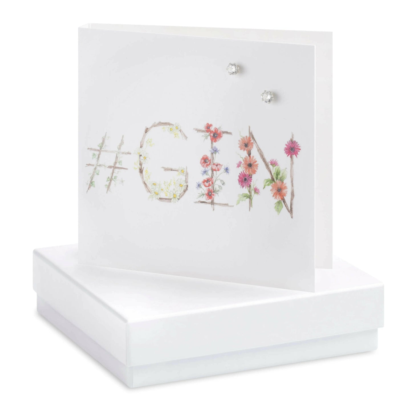 Boxed Earring Card Hashtag Gin Earrings Crumble and Core White  