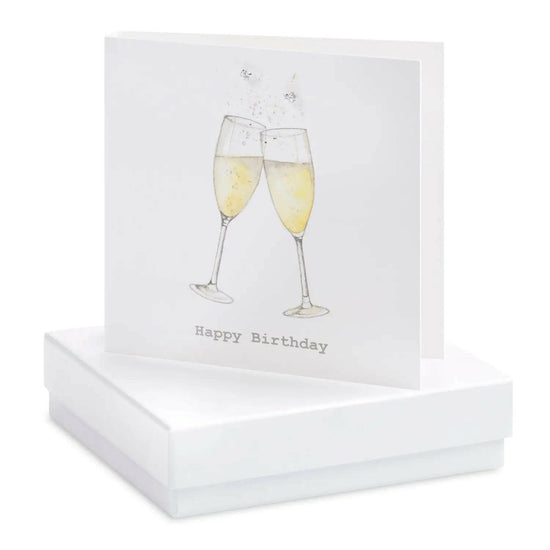 Boxed Champagne Glasses Happy Birthday Earring Card Earrings Crumble and Core White  