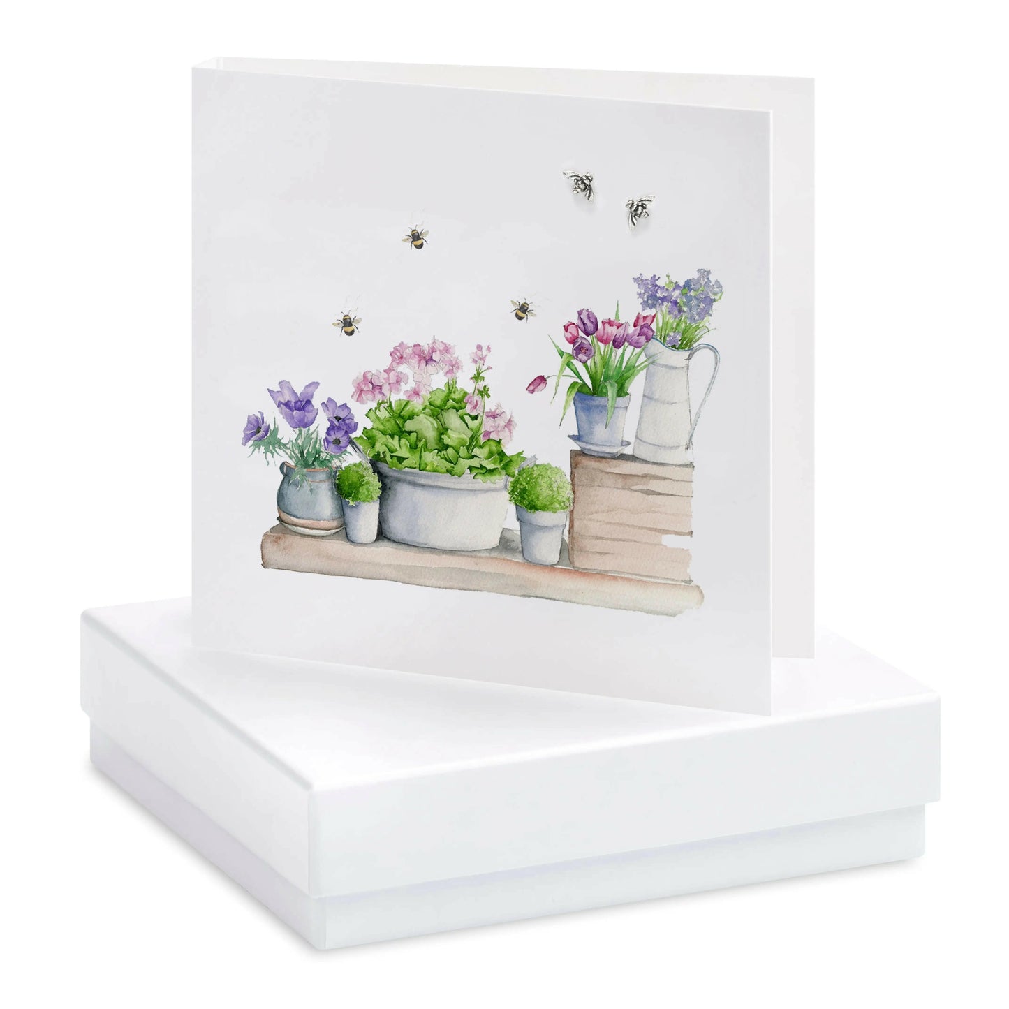 Boxed Flower Pot Earring Card Earrings Crumble and Core White  