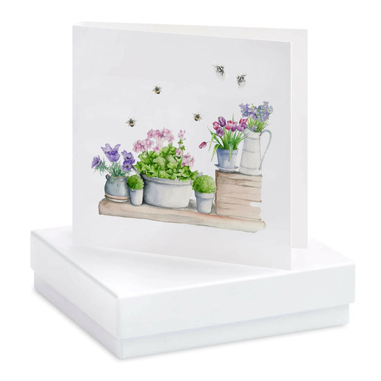 Boxed Flower Pot Earring Card Earrings Crumble and Core White  