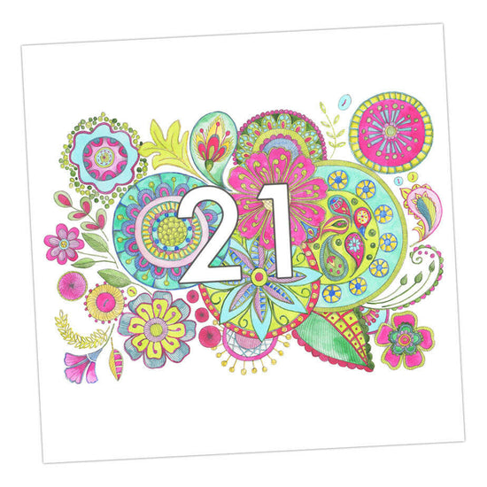 Embroidered 21st Greeting Card Greeting & Note Cards Crumble and Core 15 x 15 cm  