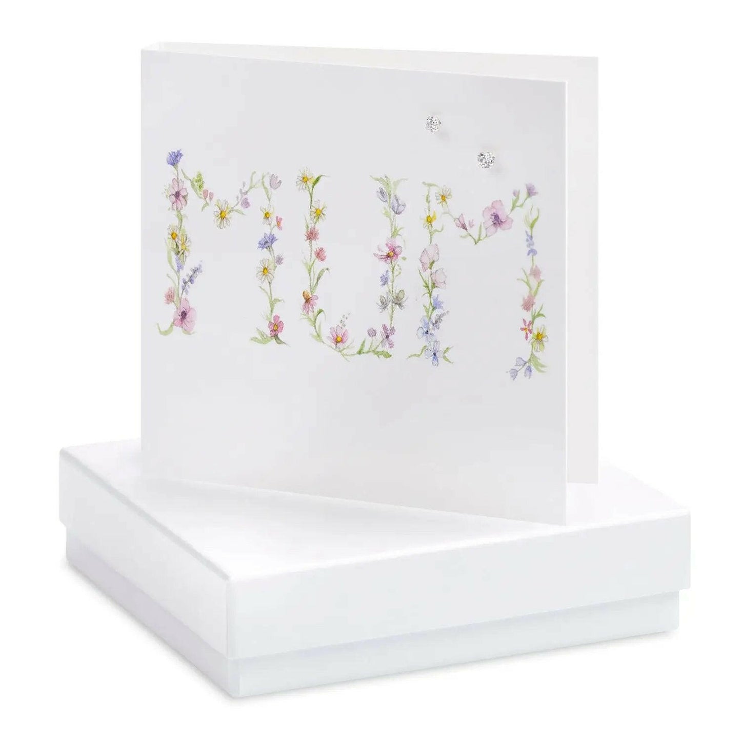 Boxed Floral Mum Earring Card Earrings Crumble and Core White  