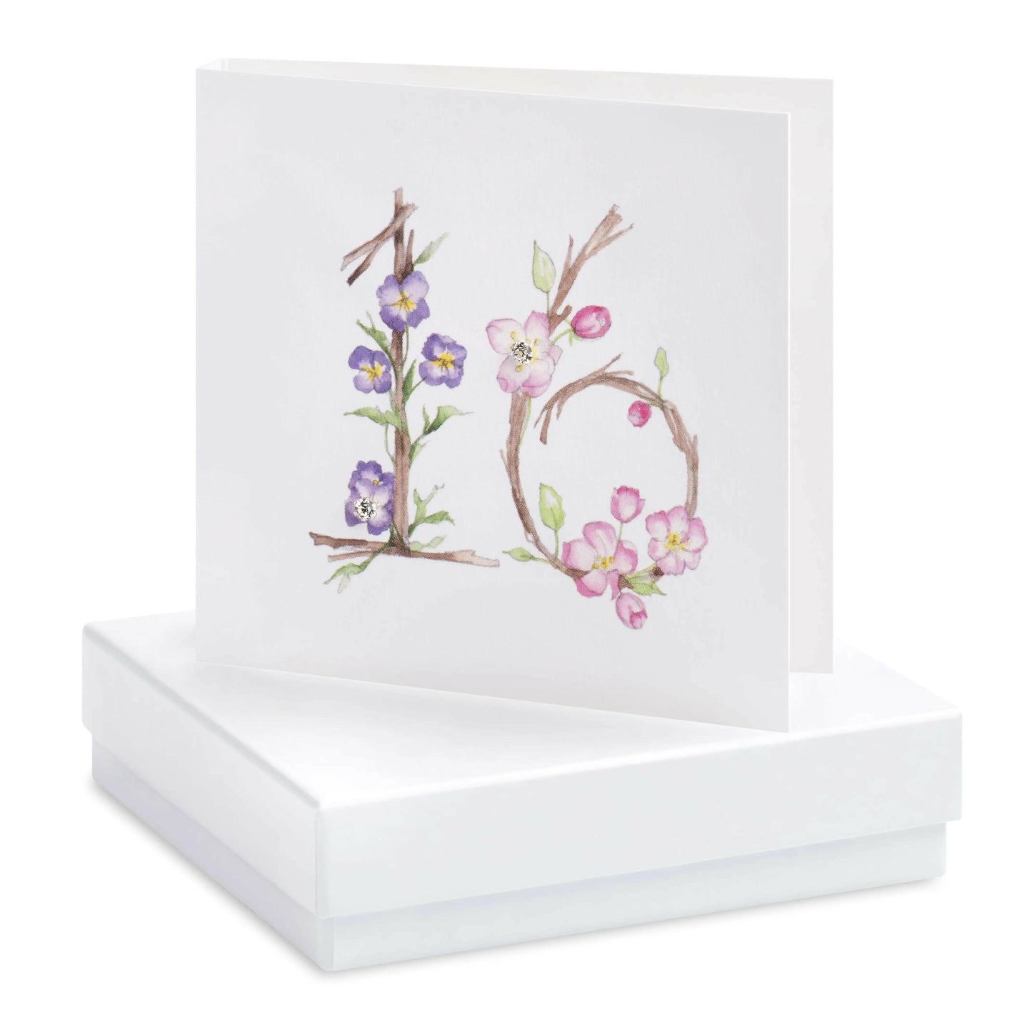 Boxed Floral 16th Earring Card Earrings Crumble and Core White  
