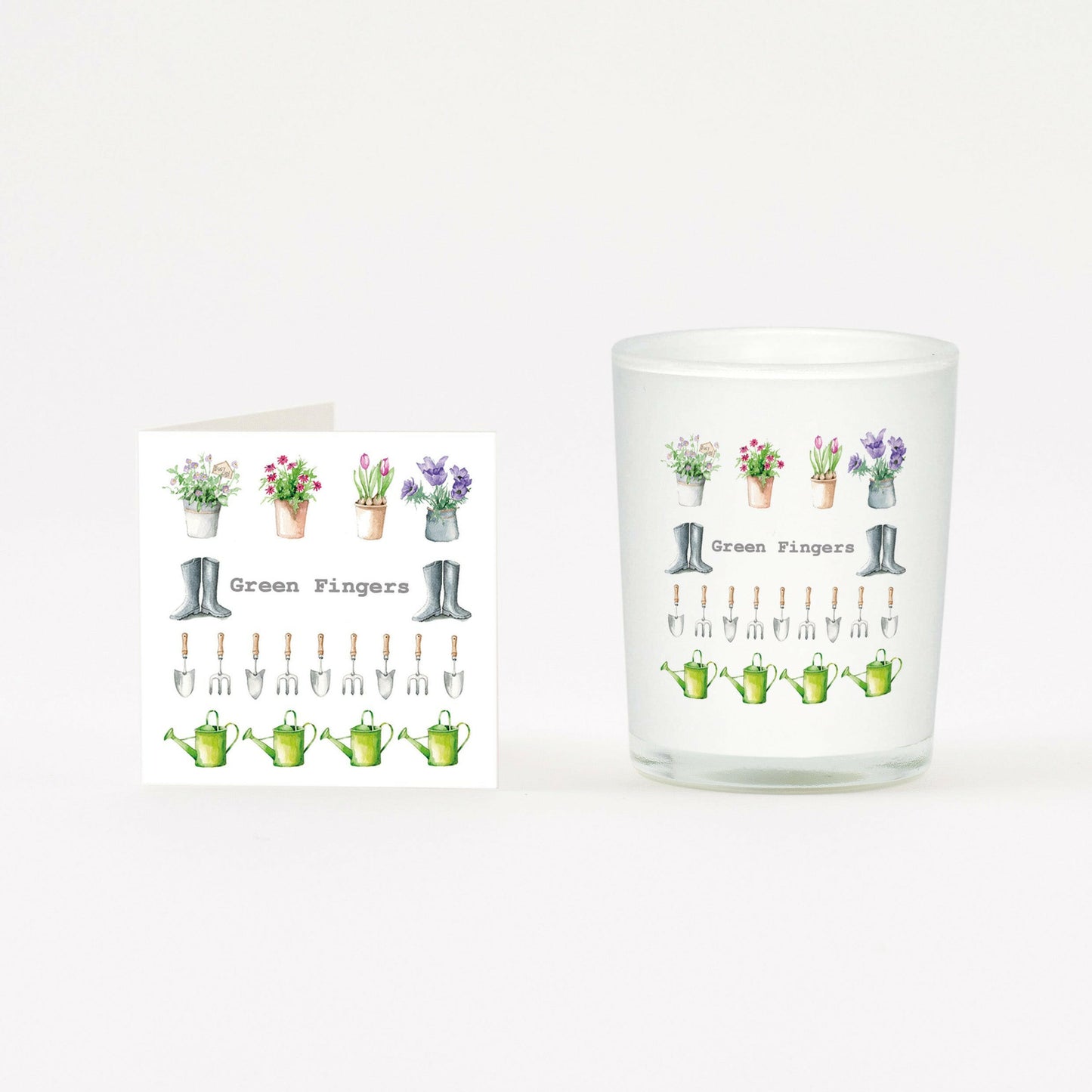 Green Fingers Boxed Candle and Card Candles Crumble and Core White 20cl 