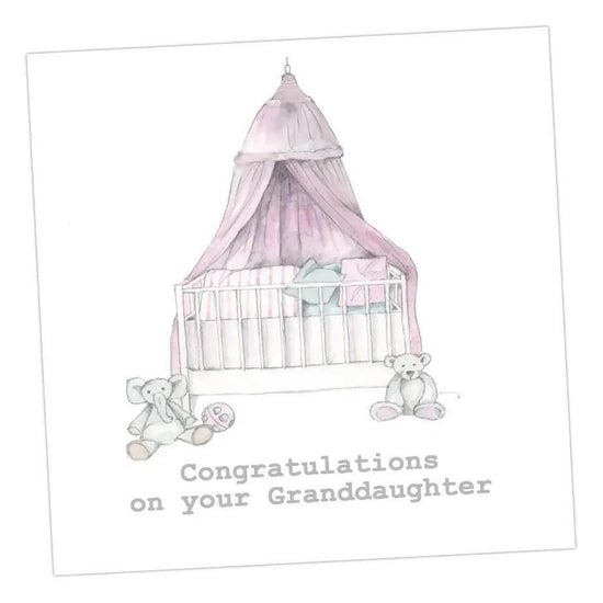 Pink Cot Granddaughter Greeting & Note Cards Crumble and Core 12 x 12 cm  