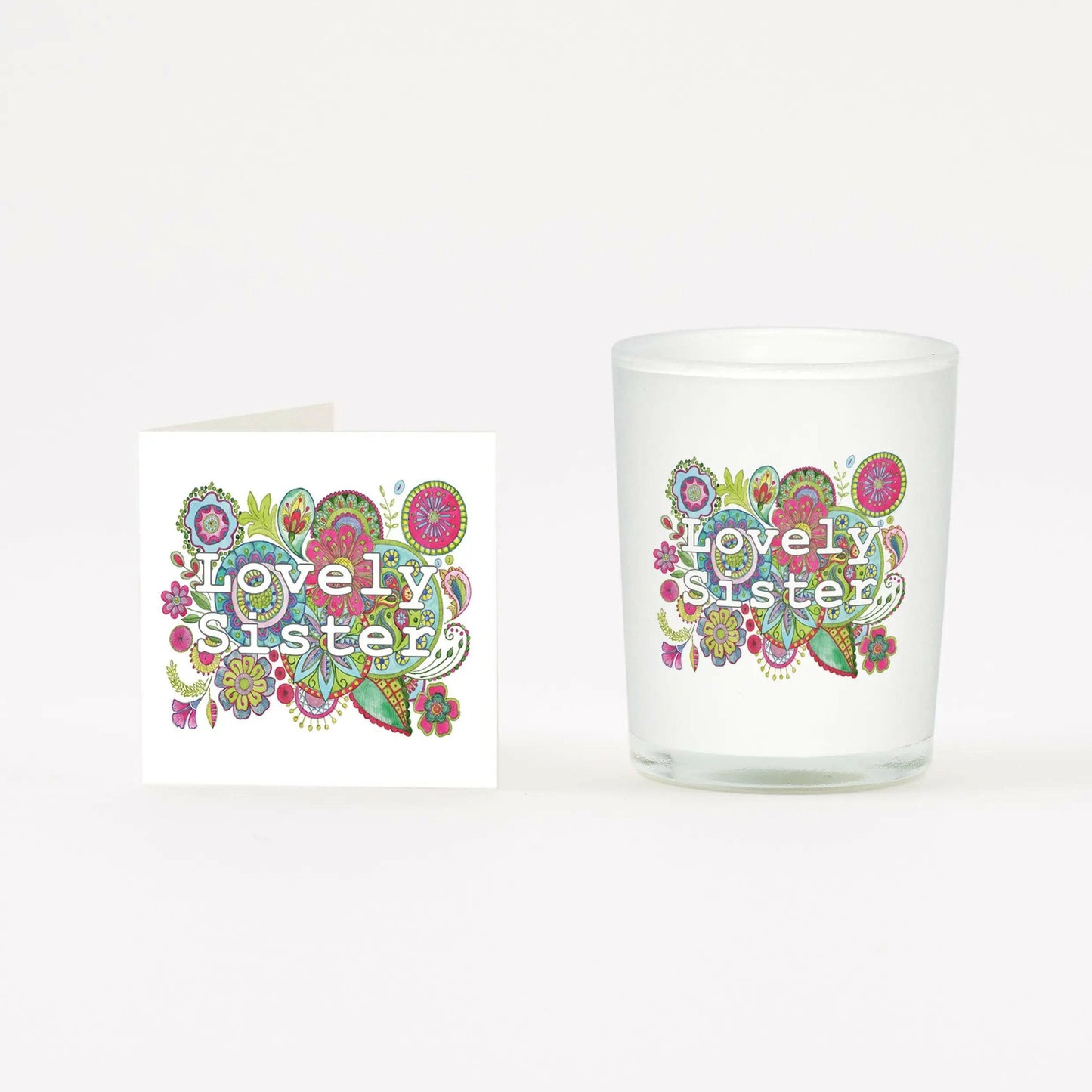 Boho Lovely Sister Boxed Candle and Card Candles Crumble and Core White 20cl 