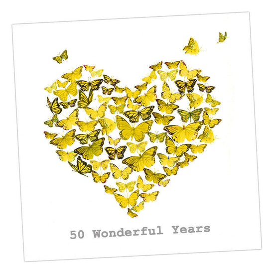 Butterfly 50th Anniversary Card Greeting & Note Cards Crumble and Core 15 x 15 cm  