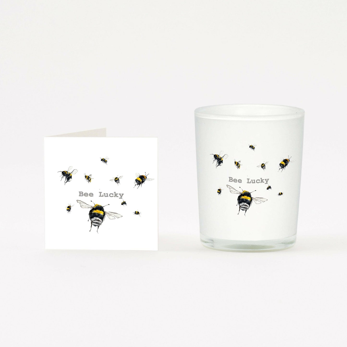 Bee Lucky Boxed Candle and Card Candles Crumble and Core White 20cl 