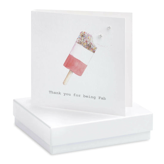 Boxed Thank You For Being Fab Lolly Earring Card Earrings Crumble and Core White  