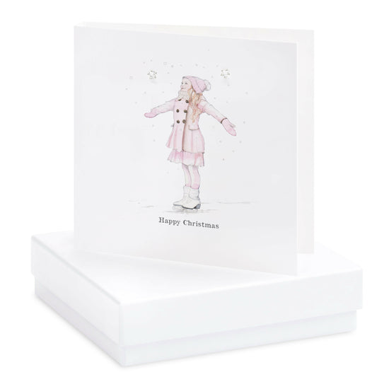 Boxed Christmas Skater Earring Card Earrings Crumble and Core White  