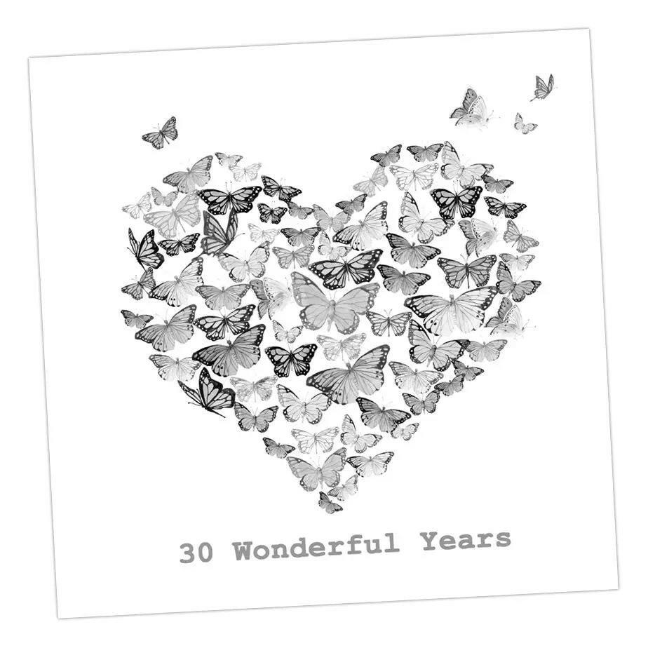 Butterfly 30th Anniversary Card Greeting & Note Cards Crumble and Core 12 x 12 cm  