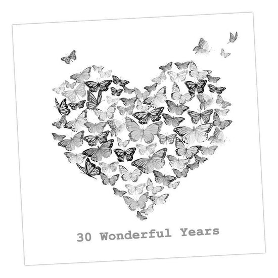 Butterfly 30th Anniversary Card Greeting & Note Cards Crumble and Core 12 x 12 cm  