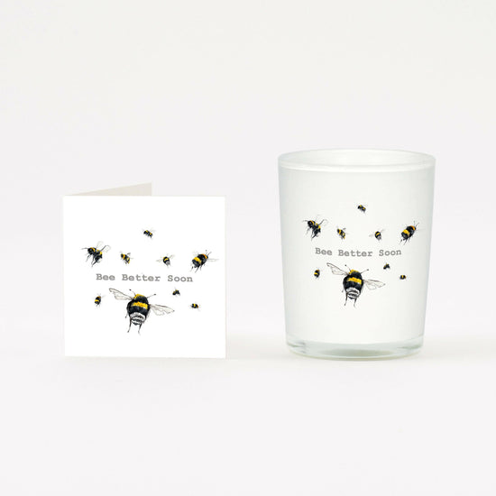 Bee Better Soon Boxed Candle and Card Candles Crumble and Core White 20cl 