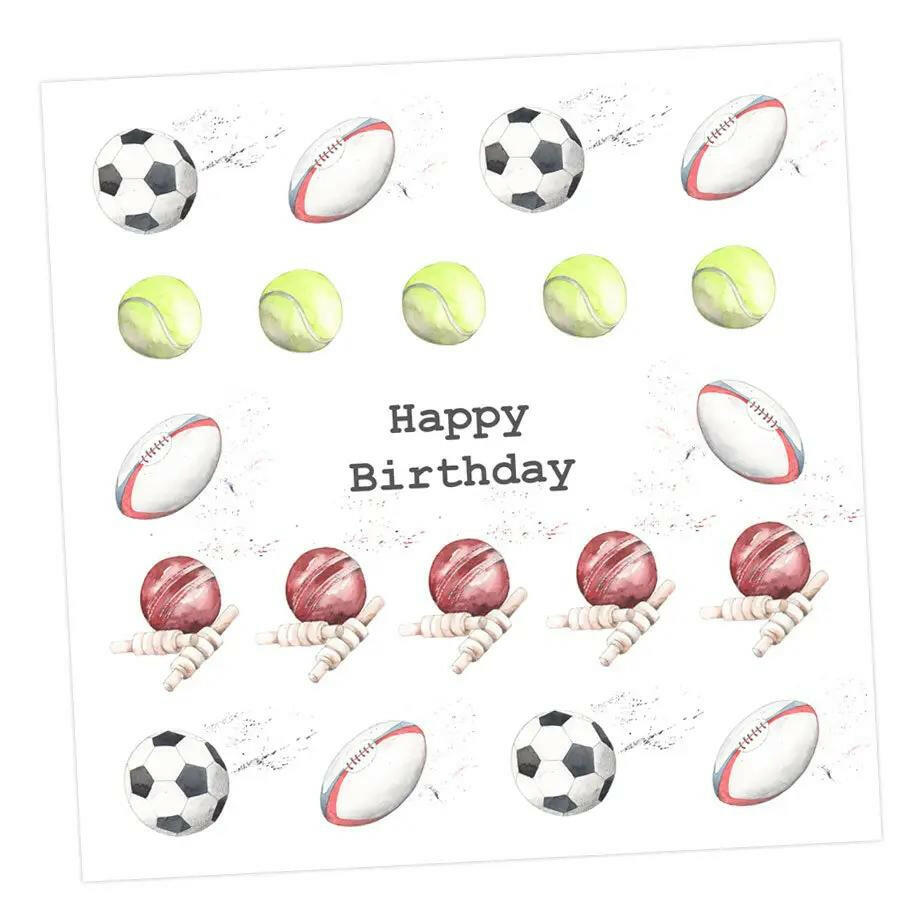 Multi Sport Happy Birthday Card Greeting & Note Cards Crumble and Core 12 x 12 cm  