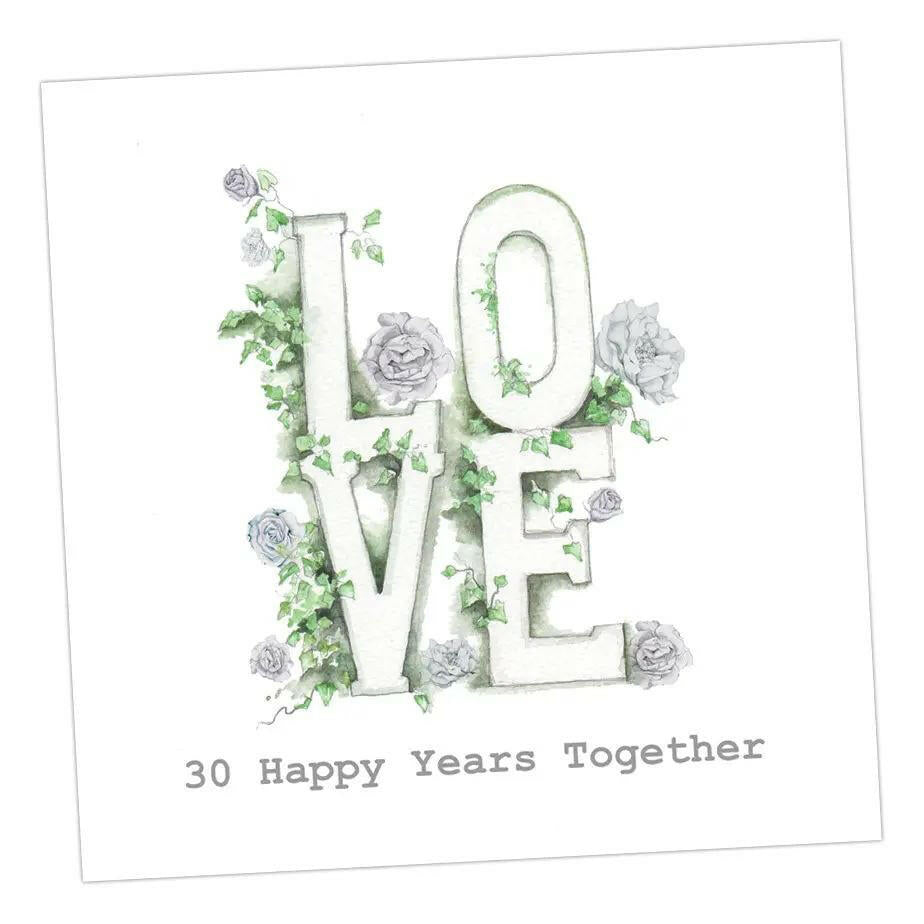 LOVE 30th Anniversary Card Greeting & Note Cards Crumble and Core 12 x 12 cm  