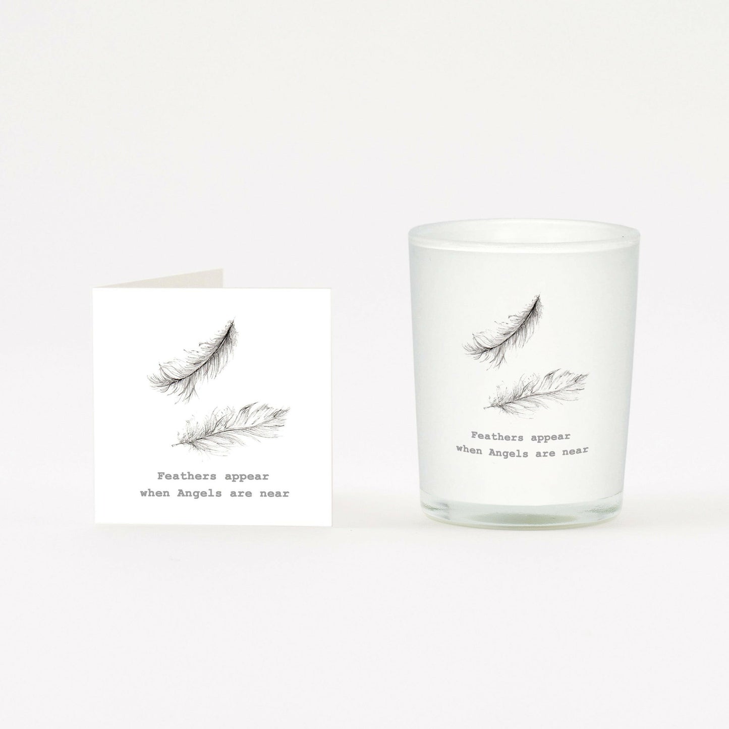 Feathers Boxed Candle and Card Candles Crumble and Core White 20cl 