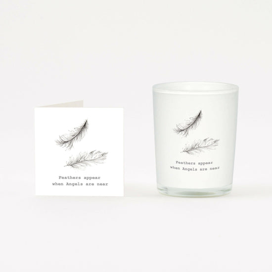 Feathers Boxed Candle and Card Candles Crumble and Core White 20cl 