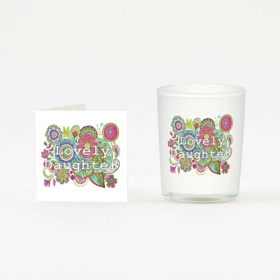 Boho Lovely Daughter Boxed Candle and Card Candles Crumble and Core White 20cl 