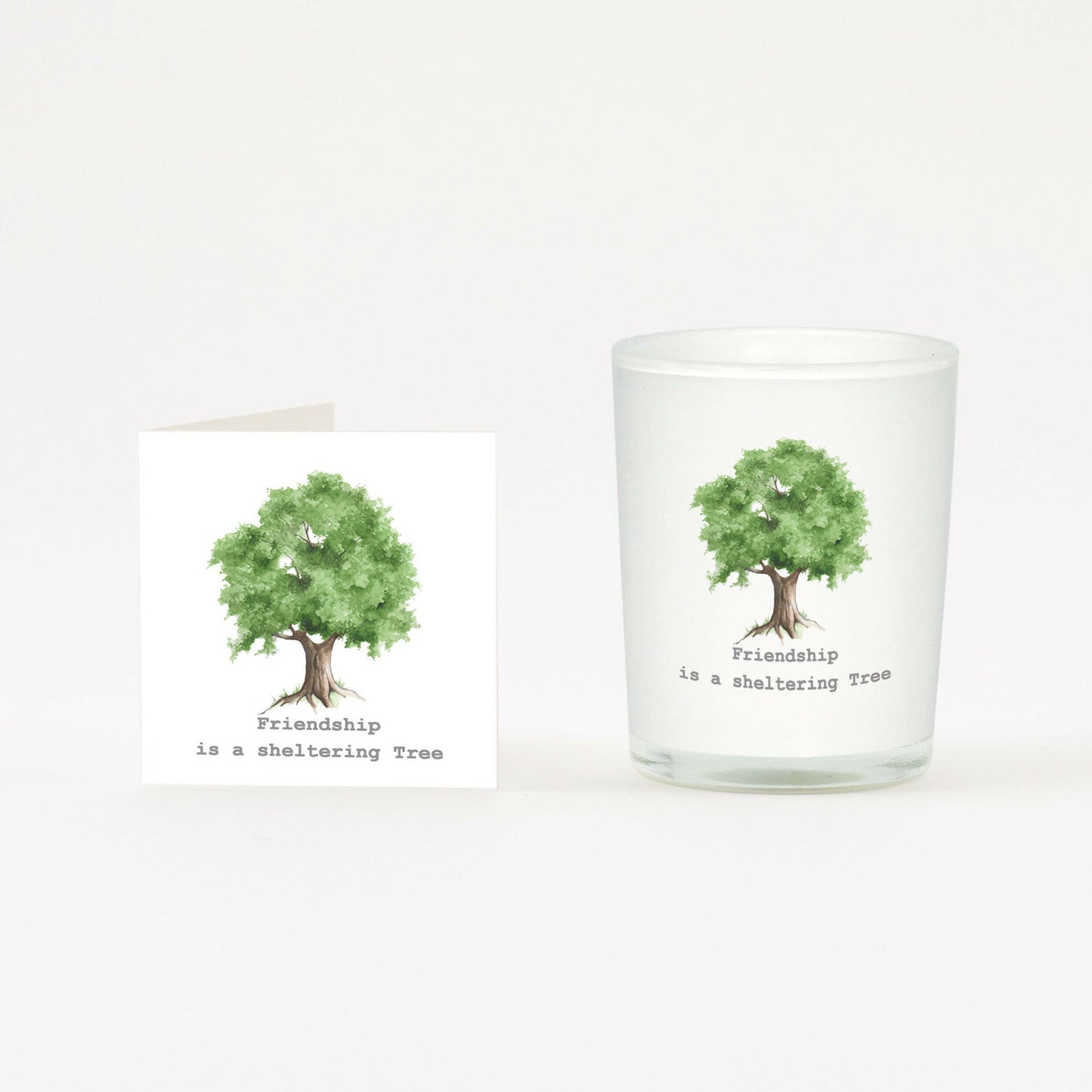 Green Friendship Tree Boxed Candle and Card Candles Crumble and Core White 20cl 