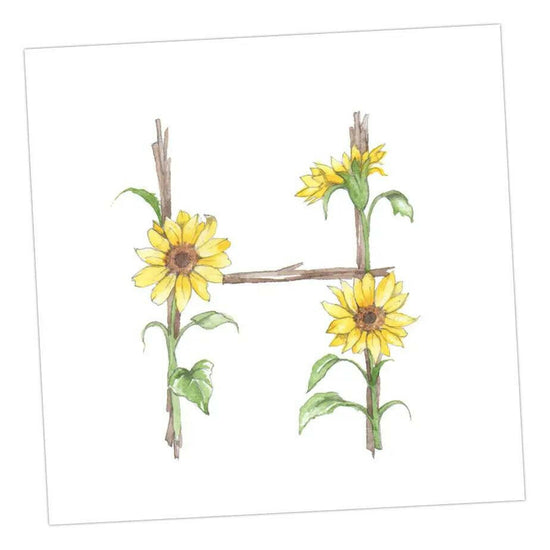 Floral Letters H Greeting & Note Cards Crumble and Core 8 x 8 cm  