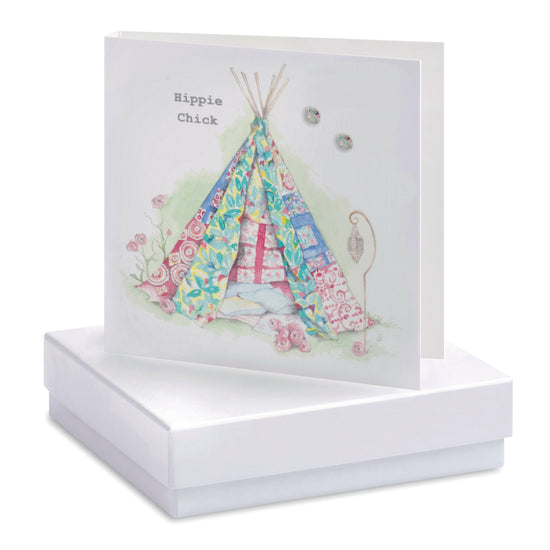 Boxed Festival Tent Hippie Chick Earring Card Earrings Crumble and Core White  