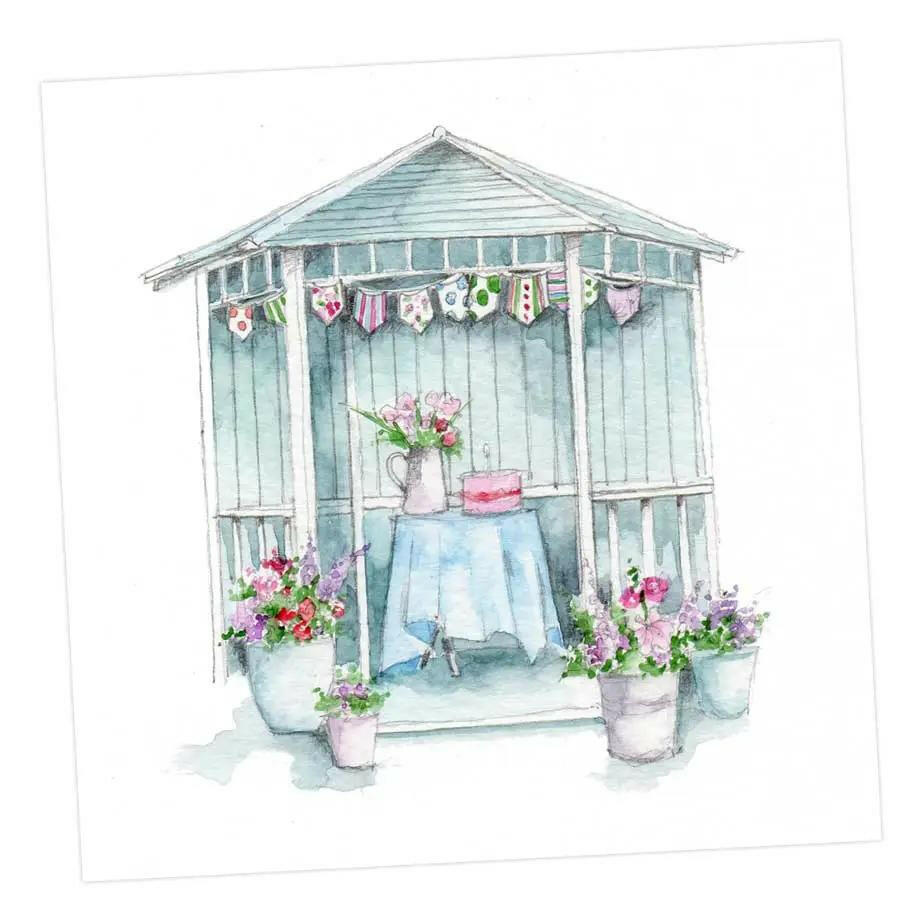 Blue Summerhouse Card Greeting & Note Cards Crumble and Core 15 x 15 cm  