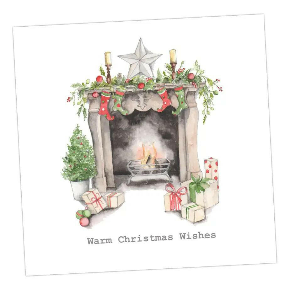 Christmas Fireplace Card Greeting & Note Cards Crumble and Core 12 x 12 cm  