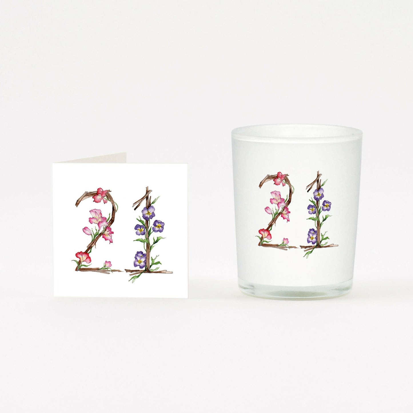 Floral 21 Boxed Candle & Card Candles Crumble and Core White 20cl 