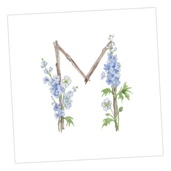 Floral Letters M Greeting & Note Cards Crumble and Core 8 x 8 cm  